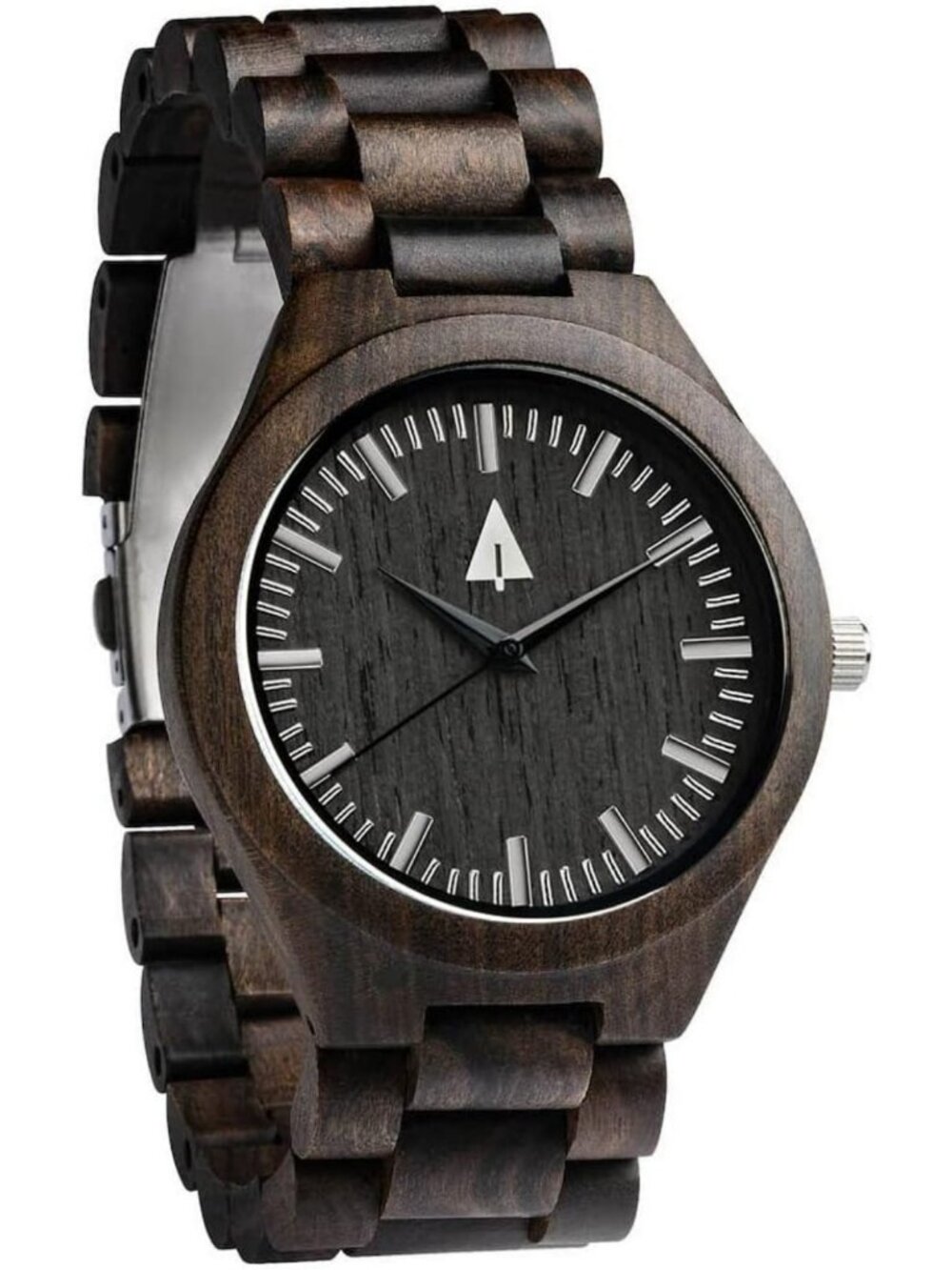 Stylish Wooden Watch for Men, Japanese Quartz, Ebony Wood, Adjustable Strap